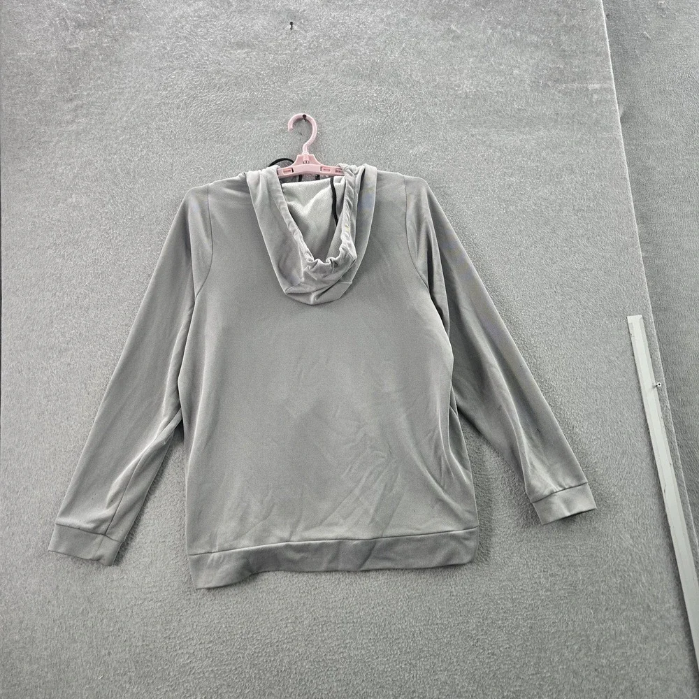 Nike Men Hoodie L Gray Fleece Therma Veneer Activewear Logo Zipper READ